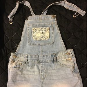 Justice overalls with lace detailing